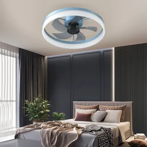 20″ Ceiling Fan with Lights Dimmable LED 6 Speeds Reversible Blades Timing with Remote Control Low Profile Fan Blue
