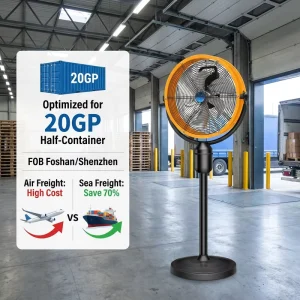 20″ Outdoor Commercial Hotel Metal Floor Standing Fan Heavy Duty Industrial High Velocity Ventilation Brushless Pure Copper