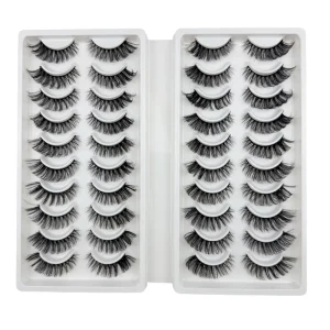 20 Pairs Handmade Wispy Full Strip Eyelashes Private Label Faux Mink Individual Lashes
