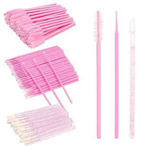 200 PCS Disposable Eyelash Extension Supplies Kit Plastic Handle Nylon Bristles Micro Brush Eyebrow Lash Spoolies Mascara Sets)