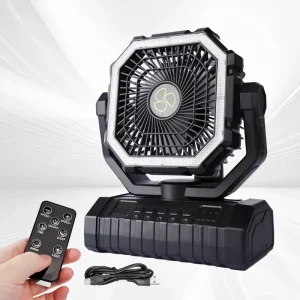 20000mAh Camping Fan Rechargeable Battery Operated with LED Lantern Timer Remote Hook Portable Table Desk Fan for Outdoor Tent