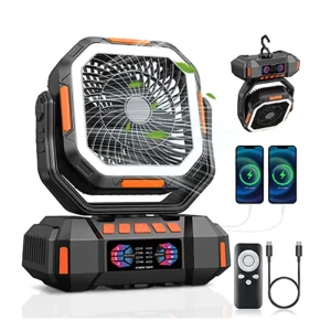 20000mAh High Speed Portable Camping Rechargeable Fan Remote Control Auto Oscillating LED Light Outdoor Camping Tent Beach Fan