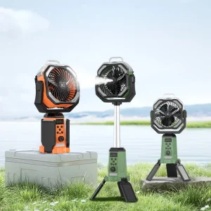 20000mAh Solar Camping Fan with Mist, Desktop/Standing, USB Rechargeable and Retractable Design