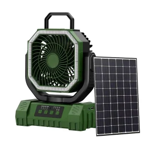 20000mAh USB Battery Box Mounted Camping Fan Light Plastic Solar Rechargeable Outdoor Tent Ceiling Oscillating Remote Control