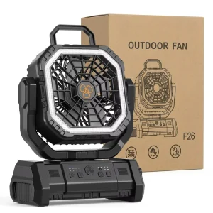 20000mAh USB Rechargeable Plastic Desk Fan LED Power Bank Four-Speed Wearable RV Hotel Use Portable Outdoor Car Handheld