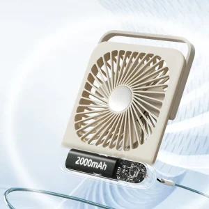 2000mAh Intelligent Household Office Table Super Thin Rechargeable Air Cooling Fan Portable Hanging 3 Gears Small Desktop Fan