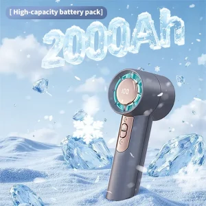 2000mAh Portable Handheld High Speed Fan Turbo Strong Wind USB Rechargeable Low Noise Mini Fan for Home Office Travel Outdoor