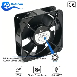 202x60mm 220V 230V IP34 AC Axial Cooling Fan Aluminum Alloy Frame Plastic Impeller CE Certified Industrial Ventilation Fan