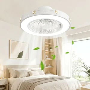 20Inch Modern Smart Ceiling Fan with LED Light Kids Bedroom Quiet DC Motor Remote APP Control Macaron Color