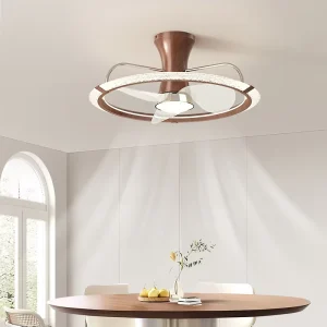 21 Inch Modern 3 Blade LED Lamp Ceiling Fan Light Remote Control 6 Speed Motor Iron Three color Dimmable Bedroom Bathroom