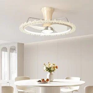 21 Inch Modern LED Lamp Ceiling Fan Light Remote Control 6 Speed Iron DC Smart App Compatible for Bedroom Morocco China Style