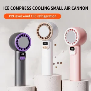 21700 3000mAh Ice Cooling Fan 199 Speed Levels Portable Handheld Cold Compress Fan Handheld Cold Wind Fan