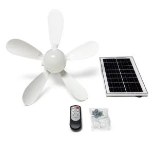 21inch Solar Powered Ceiling Fan with Ultra Bright LED Light Rechargeable Foldable Camping Fan with Remote Control Power Bank