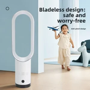 22 Inch Bladeless Tower Fan Touch Screen Remote Control Quiet Oscillating Standing Air Circulation Fan for Household