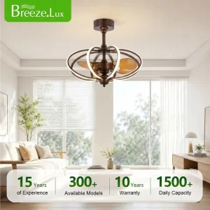 22 Inch Nordic Style LED Ceiling Fans with Remote Control Optional Smart Control All Copper Silent DC Motor for Bedroom Dining