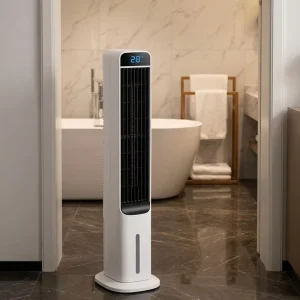 220V 240V 65W Tower Air Cooler Fan with Swing Function 53dB Low Noise for Home and Office