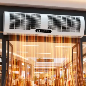 220V 50Hz Small Size Cross Flow Ptc Heated air Curtain for Shopping Mall Electric Heated Air Curtain for Door