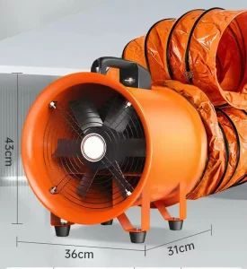 220V Electric Industrial Portable Axial Flow Blower Fan 3000m3/h for Confined Space Workshop 550W