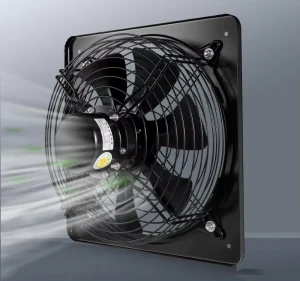 220V High Speed Square Axial Flow Exhaust Fan Black 12 in 2800rpm With Double Mesh Cover for HVAC Systems