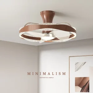 23 Inch Modern Iron LED Lamp Ceiling Fan with 3 Blades 6 Speed Motor Remote & App Control 110V 220V Bedroom Bathroom