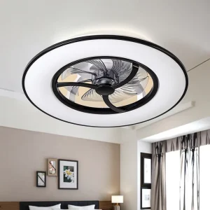 23 Inch Modern LED Ceiling Fan Dimmable Light 6 Wind Speeds Heat Resistant Decorative Sealing Bladeless for Bedroom Child’s Room