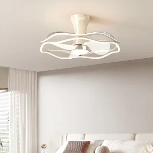23 Inch Modern LED Lamp Ceiling Fan with Light Remote Control 6 Speed Dimmable Motor for Bedroom Bathroom