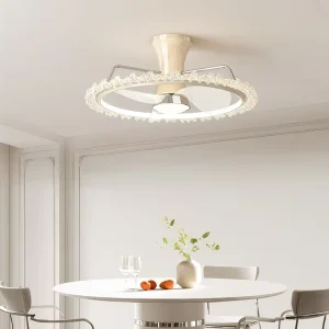 23 Inch Modern LED Lamp Ceiling Fan with Light and Remote Control 6 Speed DC Motor Small APP Control for Bedroom Decoration