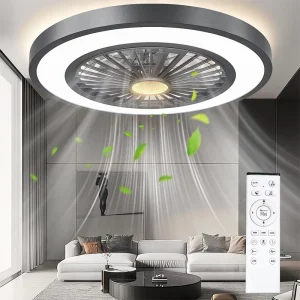 24 Inch Modern Mini Coastal Ceiling Fan LED Light Remote Control Motor 6 Speed Dimmable for Bedroom Living Home Office