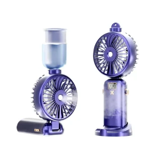 2400mah Portable Mini Electric Hand Fan LCD Display 5 Gear Spray Mist Water Table USB Rechargeable 5V Cooling Feature Box