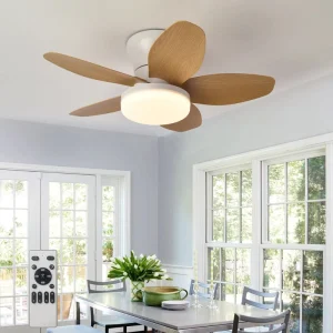 25 Inch Ceiling Fans with Lights and Remote Flush Mount Ceiling Fan Reversible Quiet DC Motor Low Profile Ceiling Fans for Livin