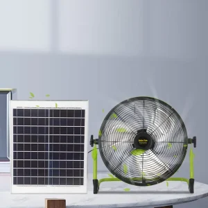 25W Floor Fan Lithium Battery Metal 3 Blade USB Rechargeable Solar Fan with Solar Panel for Home