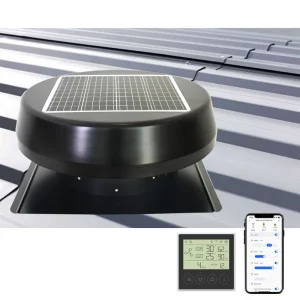 25W Hybrid Solar Panel Powered AC DC Industrial Cooler Roof Turbine Air Blower Poultry Farm Ventilation Fan Heat Extractor Solar