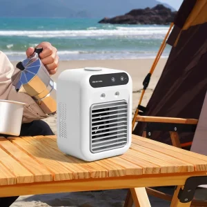 25W Small Spray Air Conditioner Fan Desktop Cooling Fan Portable USB Rechargeable Mini Air Cooler with LED Light for Home Office
