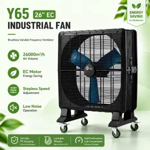 26 Inch Corrosion Resistant 65cm Industrial Stand Fan PP Plastic Impact Resistant for Industrial Building