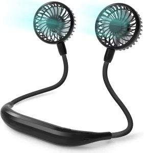 2600mAh Wearable Neck Fan with 3 Speeds Ultra Quiet Personal Cooling Fan for Outdoor Car & RV Use Office Gym & Travel