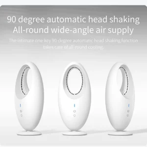27Y0101 Rechargeable Mini Table Bladeless Fan with LED Light Oscillation Simulated Wind Portable Fan
