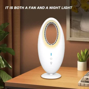 27Y0101 Rechargeable Portable Mini Bladeless Table Fan with LED Light and Oscillation