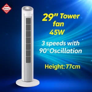29 Inch 3 Speed Oscillation Electric Pedestal Tower Fan Ventilation Fan for Hotel Household Use Mechanical CE