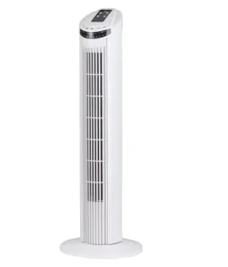 29 Inch Slim Bladeless Plastic Electric Tower Fan with Mechanical Remote Control Timer Air Cooling for Household & Hotel Use