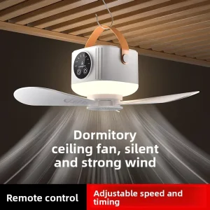 3 Blade Plastic Ceiling Fan with Light USB Rechargeable Remote Controlled Energy Efficient 4 Speed Gear Home Use