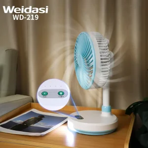 3 Gears Wind Usb Output Port Battery Rechargeable Table Fan with Light Stand Electric Fan