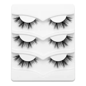 3 Pairs Wispy Natural Strip Lashes Handmade Black Band Eyelashes High Quality Private Label for Women Aikeman