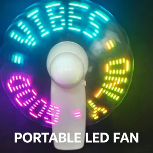 3 Speed Adjustable Bladeless Plastic Handheld Fan Custom LED Message Display for Car Commercial Events Lightweight