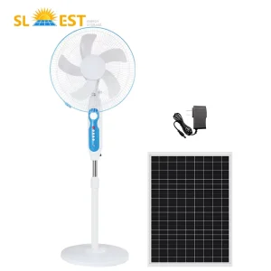 3-Speed Air Cooling Fan with Solar Panel and LED Lights 16 Inch 12W 15W