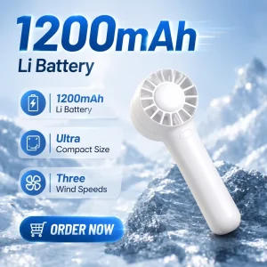 3 Speed Quiet Turbo Mini Plastic USB Rechargeable 1200mAh Portable Handheld Fan for Household Outdoor Car Use Custom