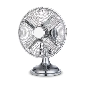 3 Speed Settings Oscillating 12 16 Inch Decorative Retro Metal Table Fan With 4 Metal Blades for Household Hotel Bedroom