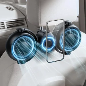 3 Speeds Separate Control Rechargeable Fan USB Quiet Plastic Car Headrest Fan Adjustable Universal No drill Twin Turbo