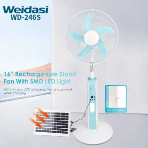 3 Years Warranty 25W Solar Energy Fan Rechargeable with Lithium Battery Brushless Motor Solar Stand Fan With Led Bulbs