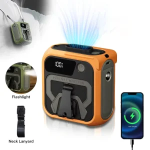 3 in 1 10000mAh Wearable Portable Hanging Neck Waist Fan 5 Speed Adjustable Waist Clip Fan with Mobile Power for Outdoor Work