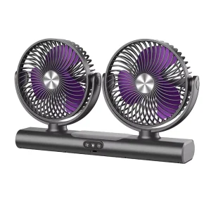 3 in 1 Dual-Head USB Rechargeable Fan with LED Light Portable Hanging Design Perfect for Home Dormitory and Vehicle Use